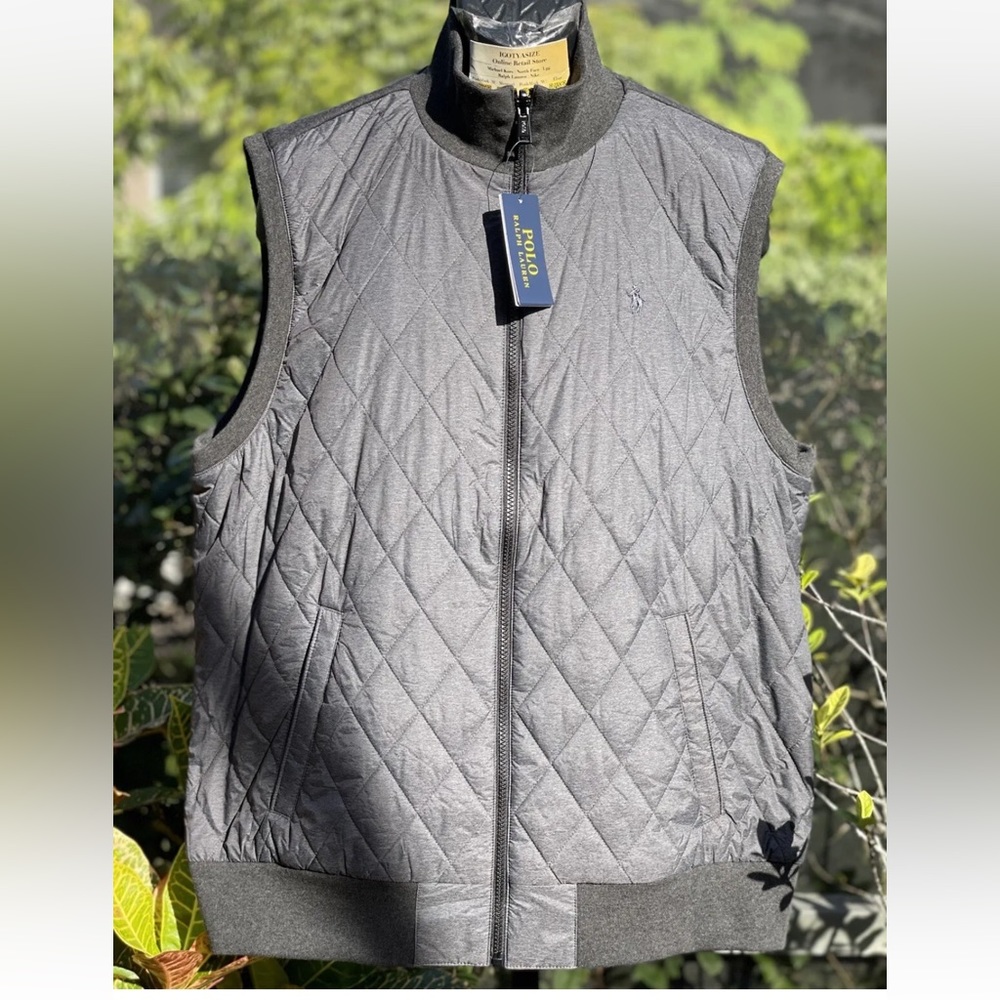 Polo Ralph Lauren Reversible Full-Zip Vest Jacket for Men, XL, Gray Windbreaker